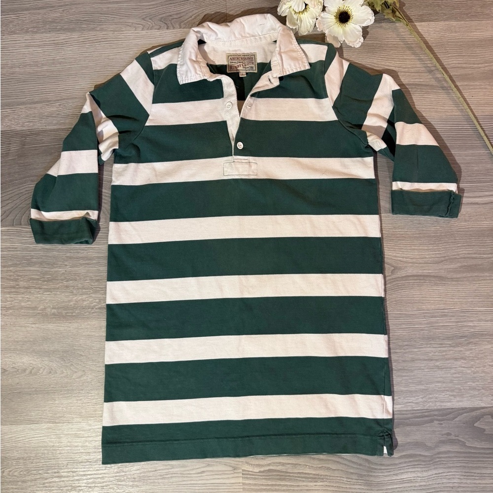 Abercrombie & Fitch Rugby Polo Dress in Green and White StripesSize Large
